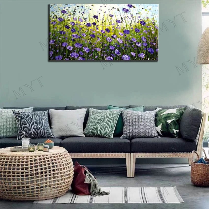 MYT 100% Handmade Landscape Oil Paintings On Canvas Wall Art Pictures For Living Room Bedroom Hotel Flower Home Decor | Дом и сад