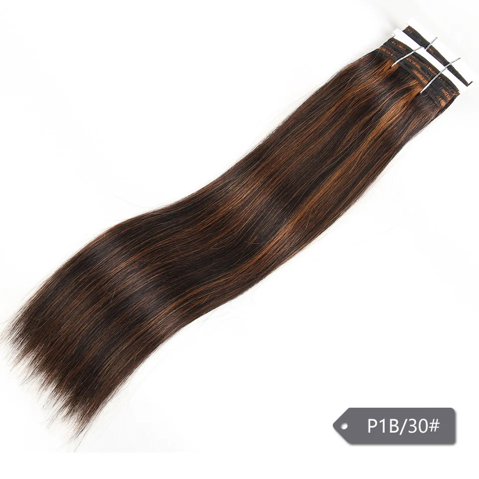 Гладкие волосы remy, бразильские прямые человеческие волосы Yaki, пряди, 1 шт., Piano P4/30# P1B/27# P6/27#, пряди для наращивания волос, 113 г - Цвет волос: P1B-30