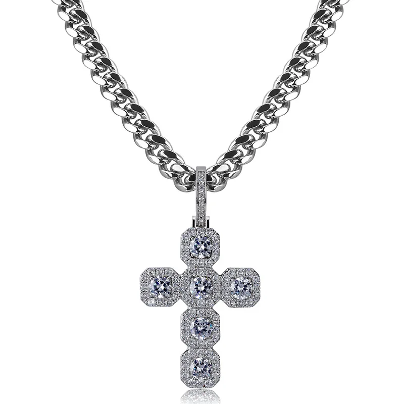 Хип-хоп микро проложенный квадратный AAA кубический цирконий Bling Ice Out крест подвески ожерелья для мужчин раппер ювелирные изделия Прямая