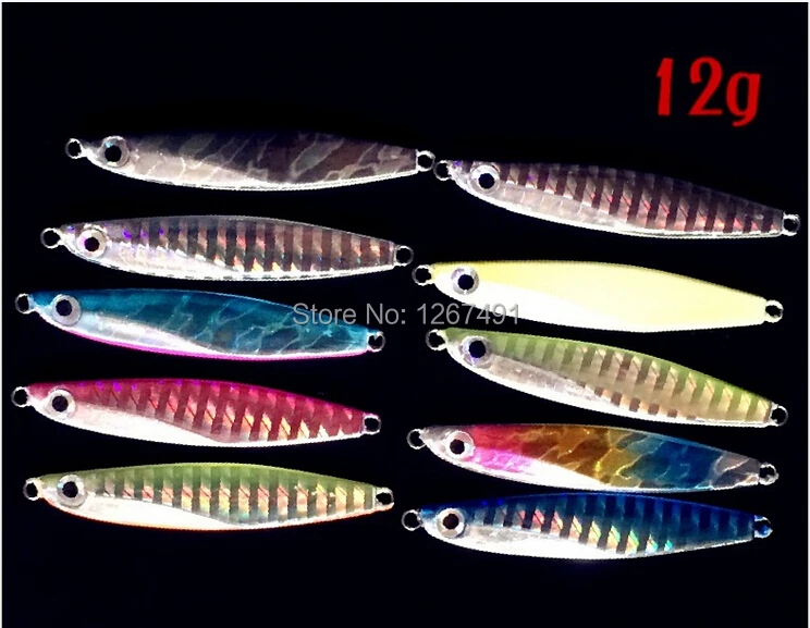 10 шт./лот цветные металлические рыболовные приманки джиг-приманки лазерные