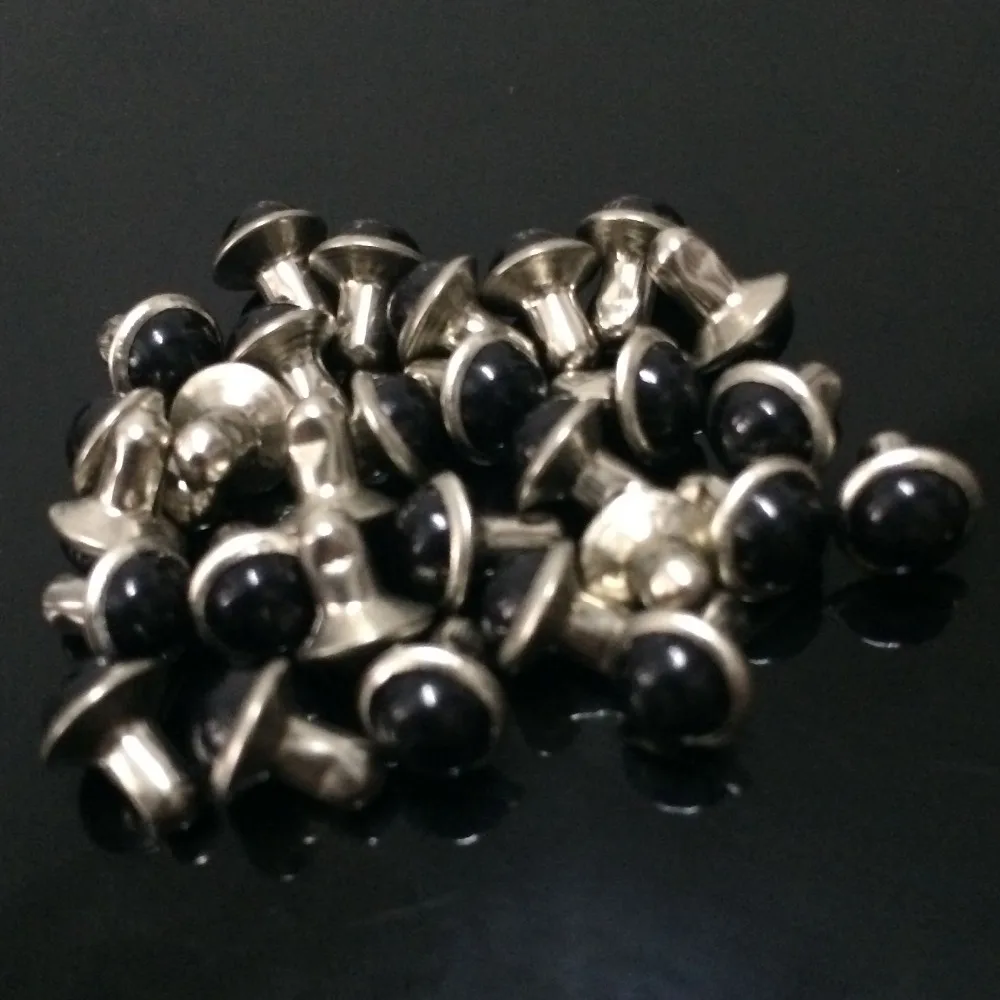 Новое поступление 100 шт. 6 мм круглые черные акриловые заклепки кожаные панк