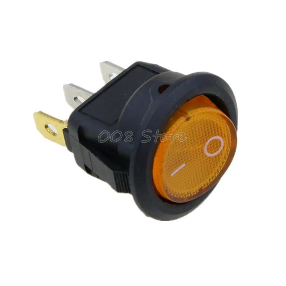 Дополнительный Цвета на включения/выключения светодиодный 12V 16A точка круглый рокер рычажный выключатель SPST машина лодка свет - Цвет: Цвет: желтый