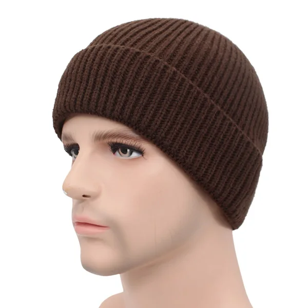 AETRUE зимние Skullies Beanies мужские зимние головные уборы для мужчин и женщин, вязаная шапка, модные шапки, маска, Теплая мужская однотонная Шапка-бини - Цвет: coffee