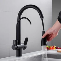 pull out kitchen faucet solid brass crane for kitchen deck mounted black water filter tap sink faucet mixer 3 way kitchen faucet