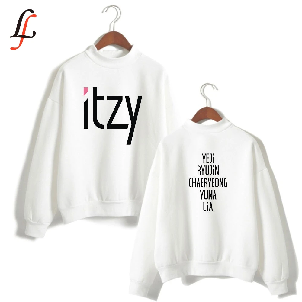 Itzy с буквенным принтом harajuku водолазки Толстовки Kpop Женская одежда оверсайз
