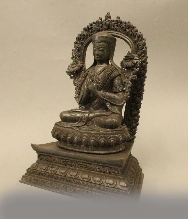 11 &quotТибет Тибетский Буддизм Бронзовый Сиденья Je Цонкапа Статуя Будды Скульптура