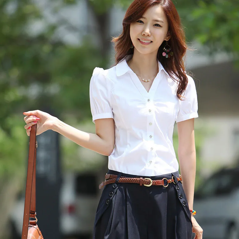 

Fashion women OL regular office lady short sleeve blouse shirt
