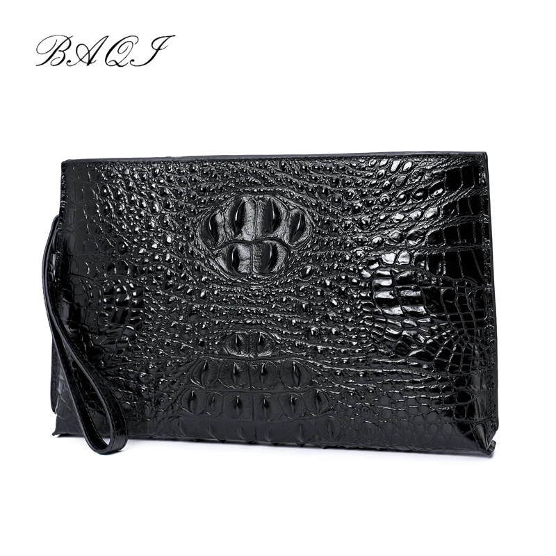 BAQI Men Handbags 2019 Fashion Genuine Leather Cowhide Alligator Embossing Purse Men Wallets Clutch Bag Business Bag Card Holder