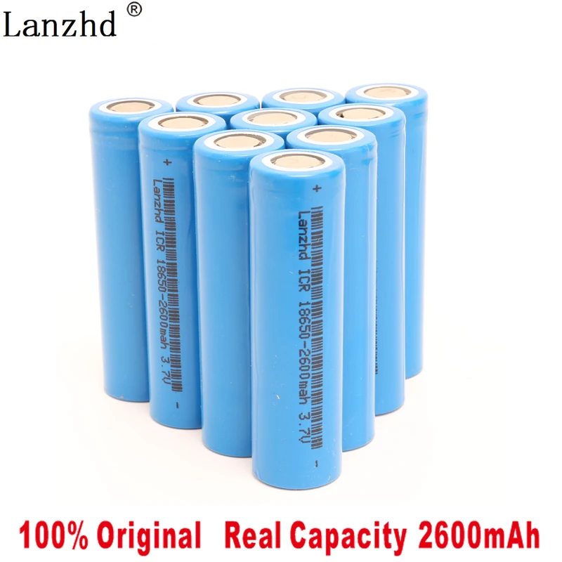 10 шт./лот 18650 Аккумуляторы 100% 2019 Новый Li Ion ICR 26F 3 7 в 2600 мАч литиевая аккумуляторная