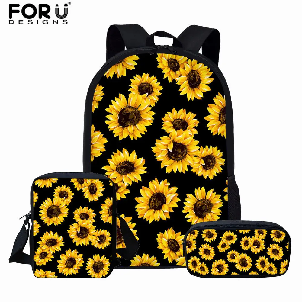 FORUDESIGNS/школьная сумка с цветами подсолнечника комплект для девочек подростков