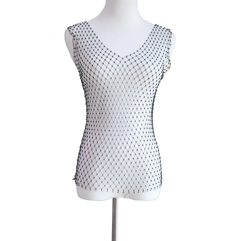 V-neck short Сексуальная Женская цепочка из алюминиевой сетки с блестками для тела, цепочка для тела, очаровательные женские украшения для бюстгальтера - Окраска металла: V-neck short