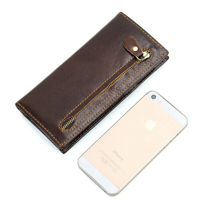 Новый бизнес мужская бумажник долго молния кошелек Натуральная Кожа мужчины