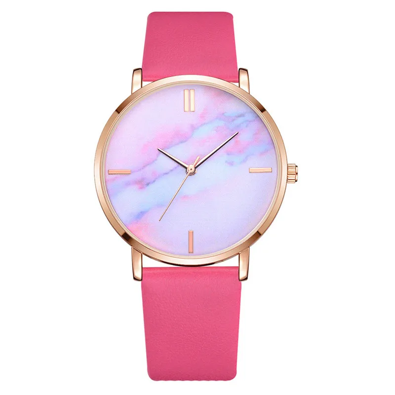 Hot Pink Бренд Lvpai, женские часы, роскошные часы с кожаной полосой и мраморным циферблатом, женские наручные часы, подарок, кварцевые часы, Relogio feminino A4 - Цвет: Hot Pink