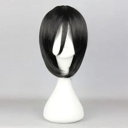

Black Short Wig Cosplay Hair Mikasa Ackerman Black Wig Halloween Role Play