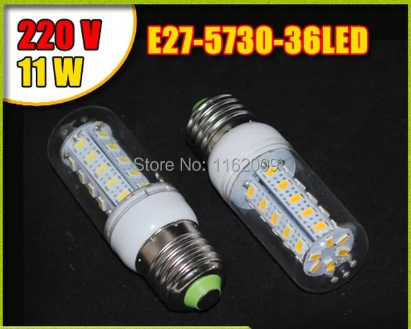 Светодиодные лампы E27 220 В кукурузы 5730 36 светодиодов 5730SMD максимум 11 Вт свеча