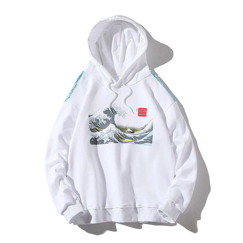 Японский Харадзюку принт древний Графический 3D бежевый молочный мужской худи с