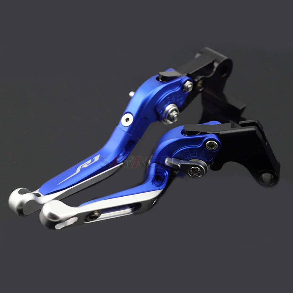 Brake Clutch Lever For YAMAHA YZFR1 YZF-R1/R1M/R1S 2015 2016 2017 Blue Motorcycle Adjustable Folding Extendable Logo R1 | Автомобили и