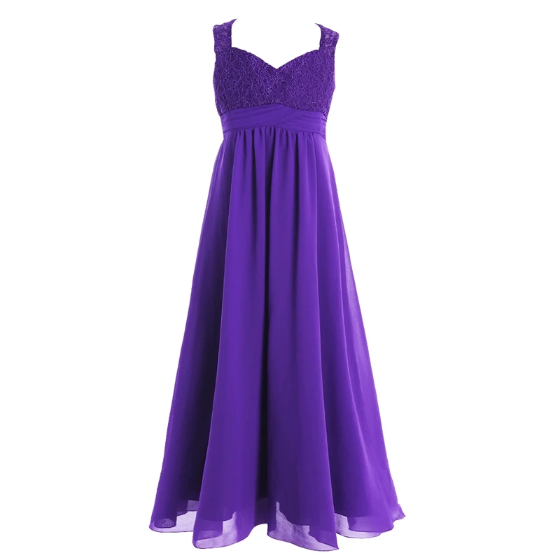 Feeshow Girls Chiffon Lace Flower Girl Dress Princess Pageant Wedding Bridesmaid Birthday Party Children Clothes SZ 4-14Y | Детская