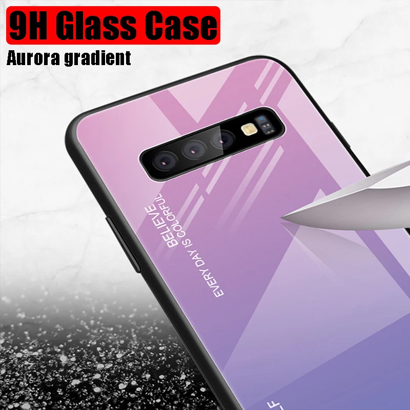 Luxury Gradient Glass Phone Case For Samaung Galaxy S10 S9 8 Plus E Note 9 A10 A30 A40 A50 Protection Back Cover |