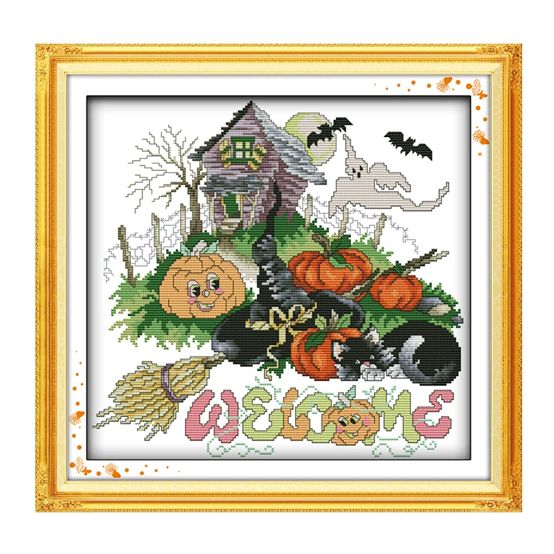 Joy Sunday Китайская вышивка крестом наборы Хэллоуин ребенок Тыква DMC 14CT 11CT хлопок ткань детская комната живопись с фабрики
