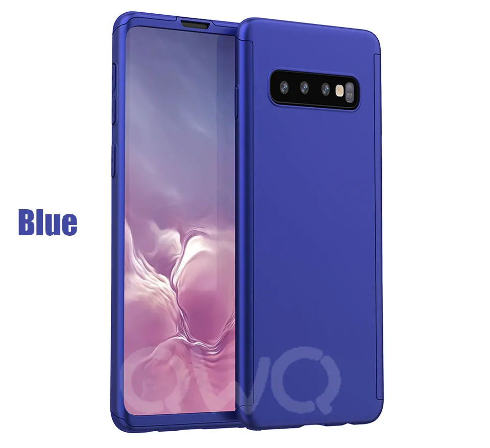 Синий 360 градусов Матовая коробка phoen, чехол для samsung Galaxy S8 S9 S10 Plus Note 9 8 полная Защита для samsung S10E S7 S6 PC задняя крышка - Цвет: Синий