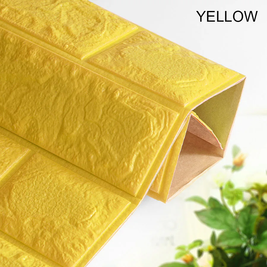 Yellow Пенополиэтиленовые DIY самоклеющиеся 3D настенные наклейки, кирпичные водонепроницаемые обои, домашний декор для детской спальни, наклейки для гостиной - Цвет: Yellow