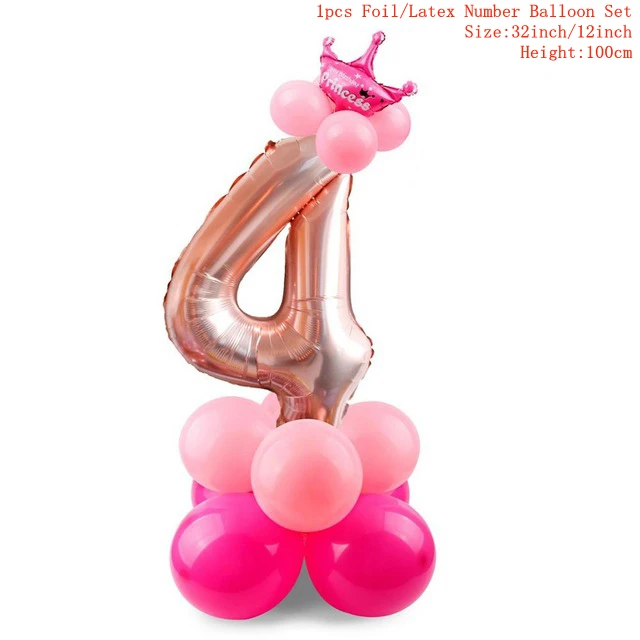 rose pink 4 TAOUP 17 шт. розовый и голубой номер шар с днем рождения цифры шар День Рождения украшения дети мальчик девочка вечерние баллон - Цвет: rose pink 4