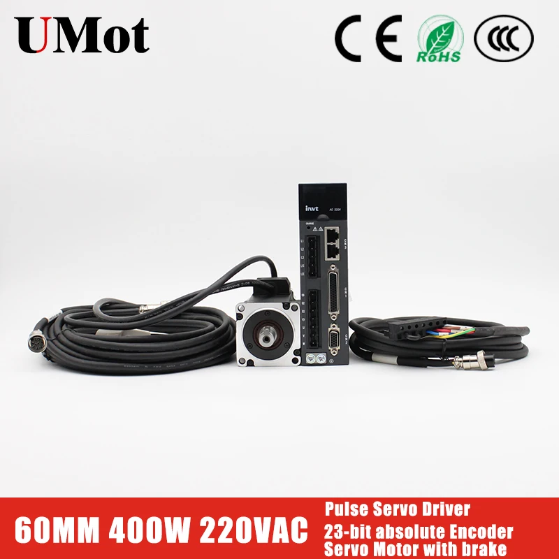 

23-bit absolute Encoder 400W AC Servo Motor with brake Pulse Servo Driver Single-Phase AC Drive Permanent Magnet Matched Driver