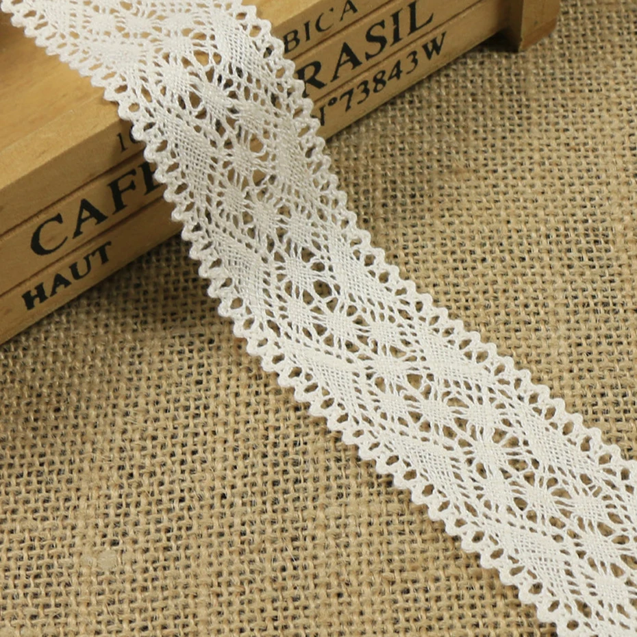 

3.6CM Width Wedding Decoration Ribbon Sewing Accessories 10 Yards Cotton Lace Trimming For Edging Beige DIY Garment Craft