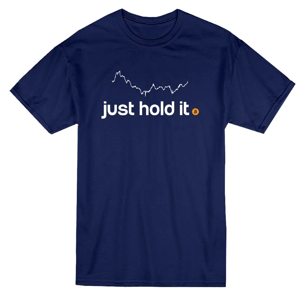 Мужская футболка с круглым вырезом Just Hold It Bitcoin черная графическим дизайном