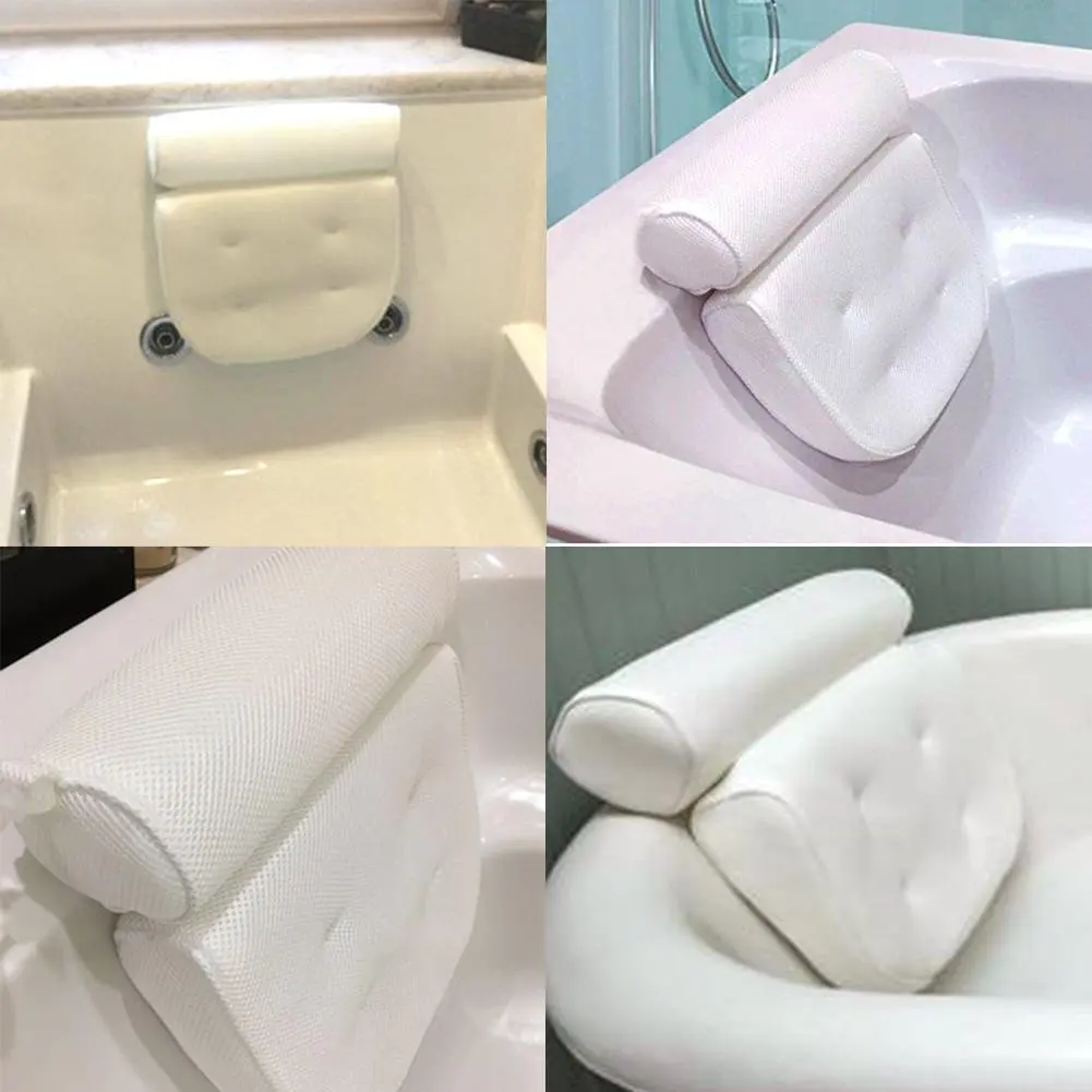 

1PC 3D Mesh Bathroom Bathtub Pillow Backrest Headrest Suction Cup Bath Cushion Bathroom Products Accessories