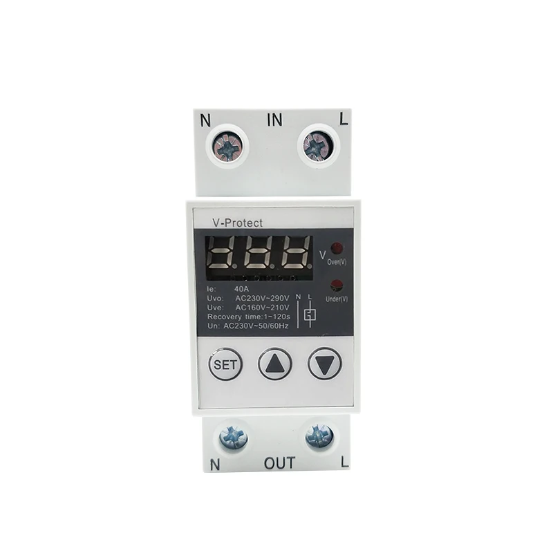 40A/63A 230V din-рейка регулируемое перенапряжение и под напряжением защитное устройство предохранитель реле