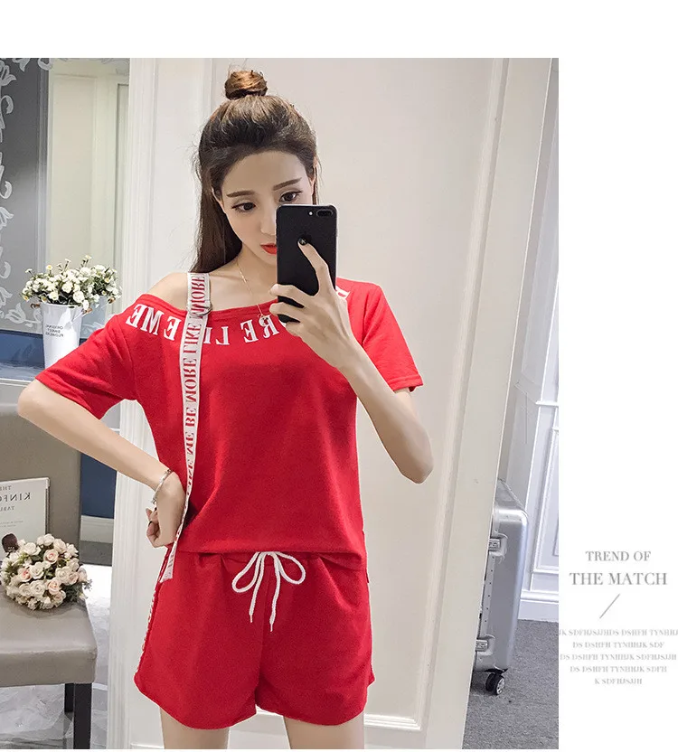 Повседневный костюм для женщин 2018 Летняя женская модная футболка с одним плечом