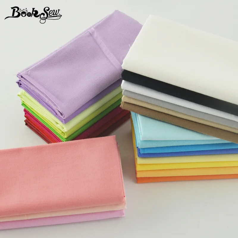 Booksew хлопчатобумажных тканей Текстиль для дома 25 одноцветное Цвета пакет ремесел Постельное бельё квилтинга Костюмы Вышивание Жир Квартал метр пэчворк