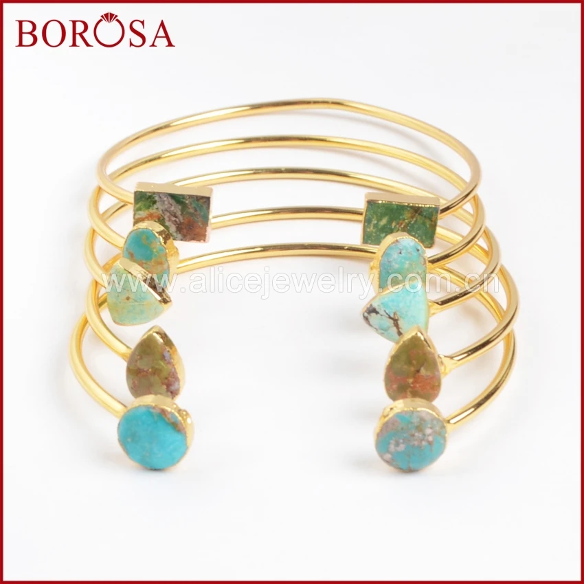 BOROSA 100% натуральный синий браслет на запястье с камнем Druzy ювелирные изделия