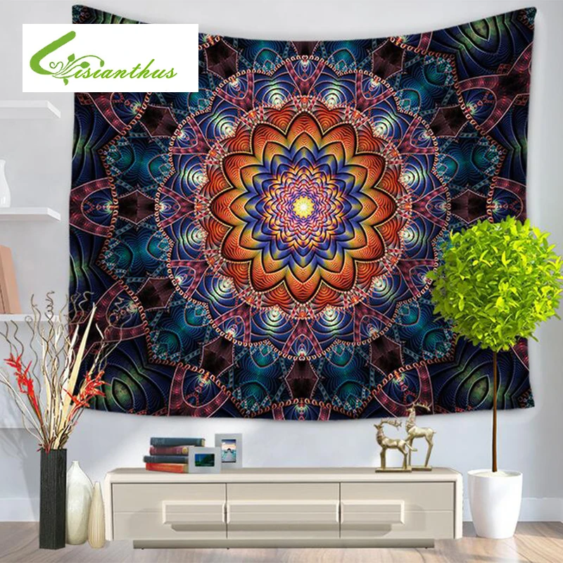 Цветной Настенный Гобелен Мандала искусственная пляжная шаль скатерть