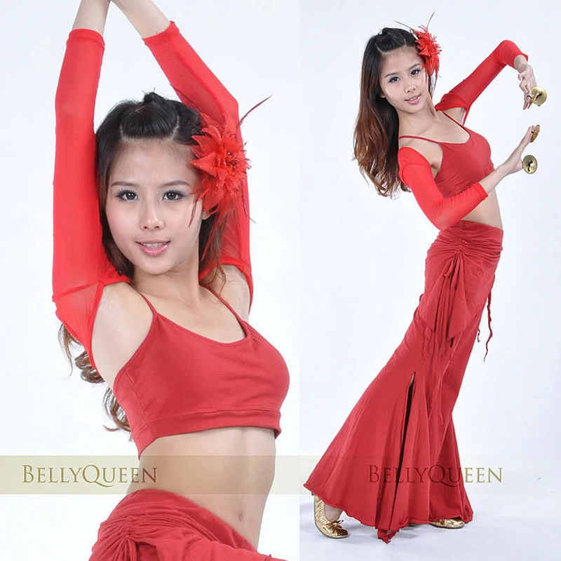 Костюмы для танца живота Наплечные рукава реглан сетчатые тканевые аксессуары