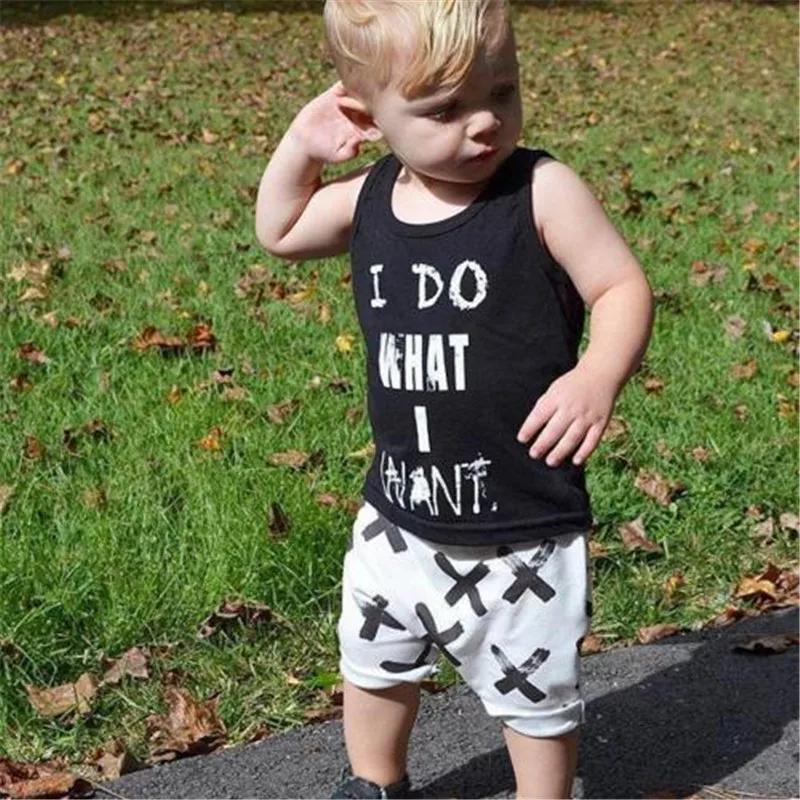

Summer Hot Sale Newborn Baby Kids Boy Clothes Sleeveless Letter Tops T-shirt Vest Print Short Pants 2Pcs Cotton Outfits Set 0-3T