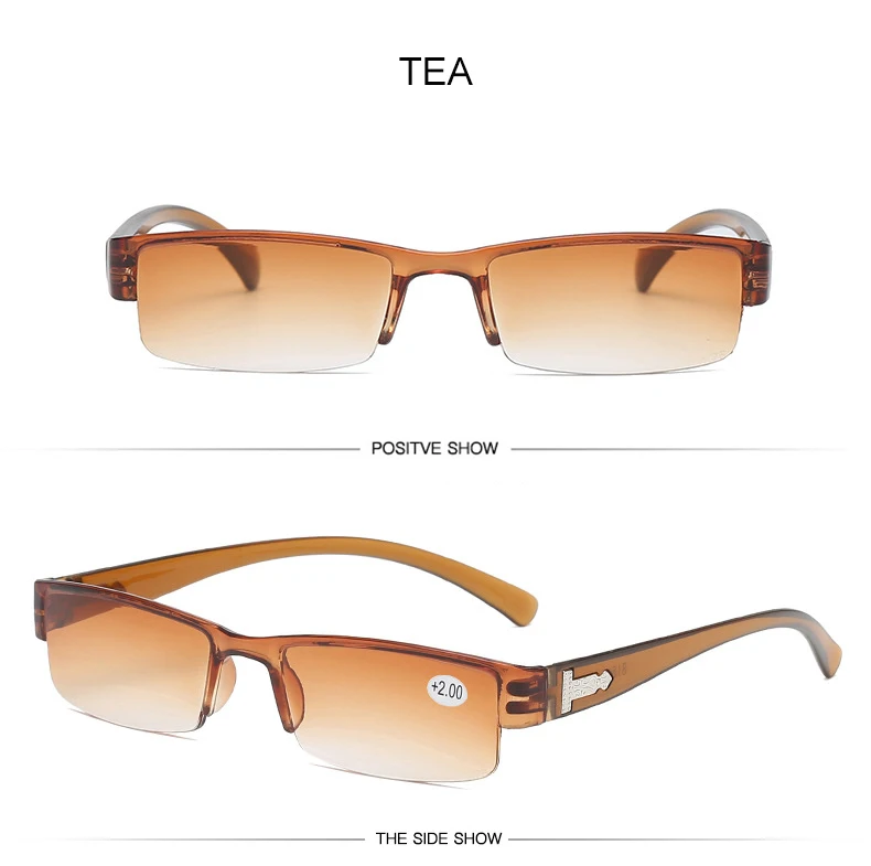 LS JOHN Korean Fashion Reading Glasses Men Women Clear Lens Half Frame Presbyopic Eyewear 1.0 1.5 2.0 2.5 3.0 3.5 4.0 for Reader