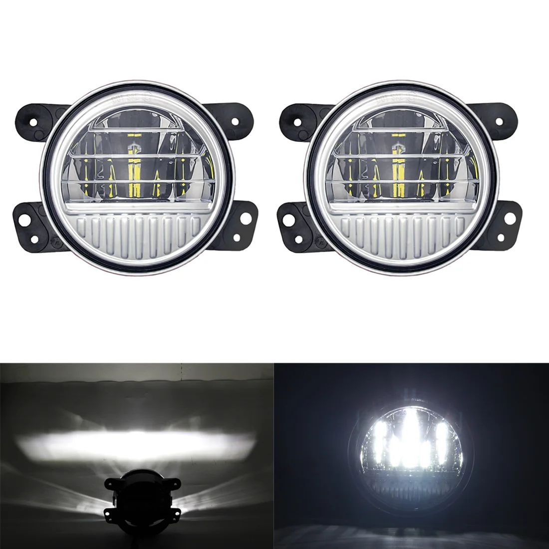 

2 PCS 30W IP67 6000K 4" Inch Round Led Fog Lights Off Road Fog Lamps For Jeep Wrangler JK TJ LJ