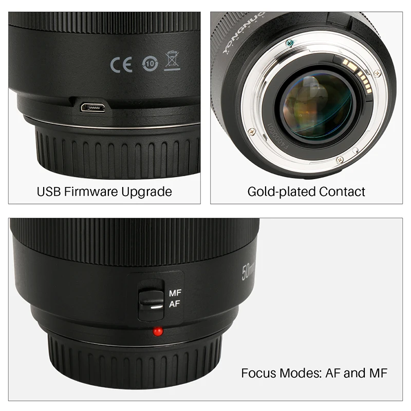 YONGNUO YN50mm F1.4 объектив камеры с большой апертурой для Canon фиксированные EF объективы с USB портом для EOS