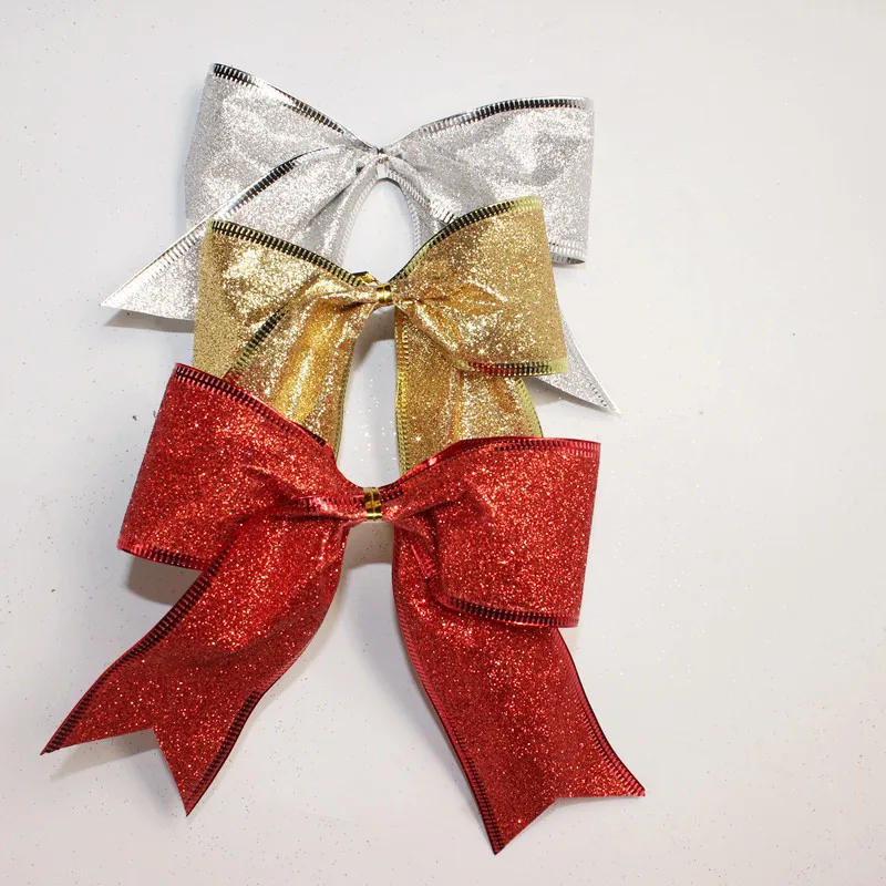 Большой красный серебристый золотой Рождественский бант рождественская елка