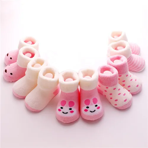 pink series Новые осенне-зимние теплые носки для малышей с героями мультфильмов милые хлопковые нескользящие носки для новорожденных мальчиков и девочек от 0 до 3 лет - Цвет: pink series