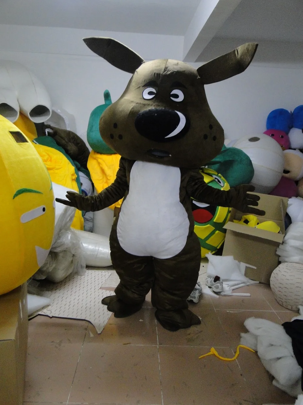 

cosplay Black Dog Mascot Costume With Black Suit Small White Eyes Adult Size Cartoon Character Party Suit with free shipping