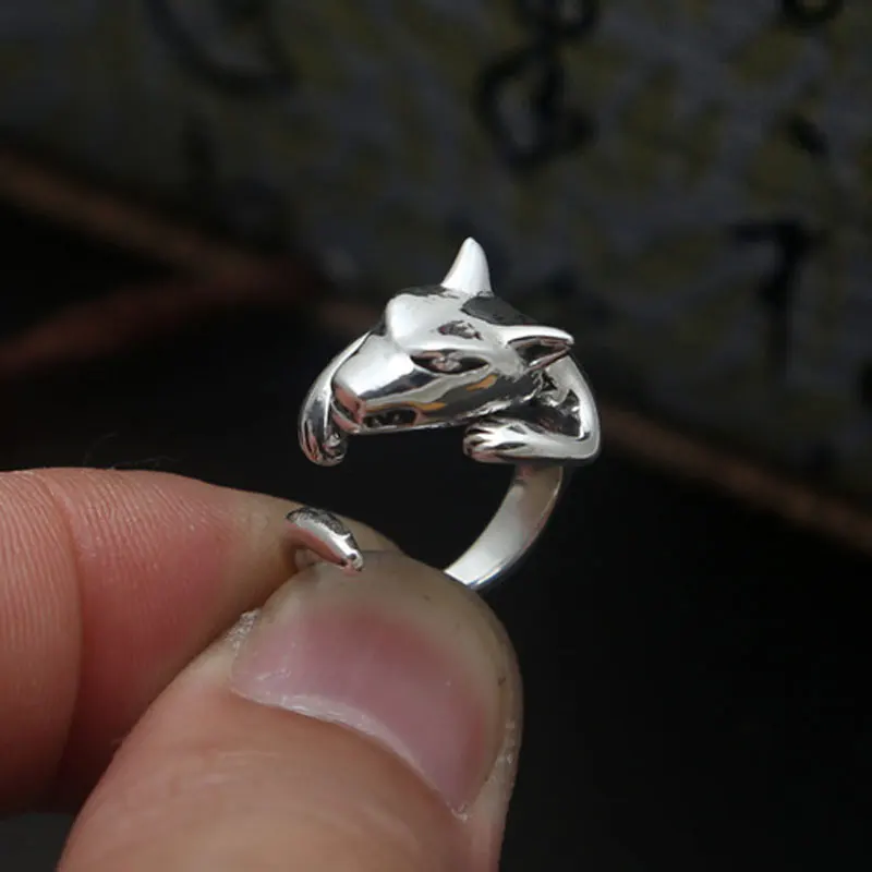 FNJ 925 Серебряное кольцо с волком ювелирные изделия новая мода животное S925