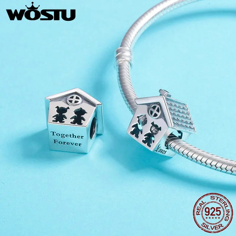WOSTU Аутентичные 925 пробы Серебряный совершенство сладкий дом семья вместе