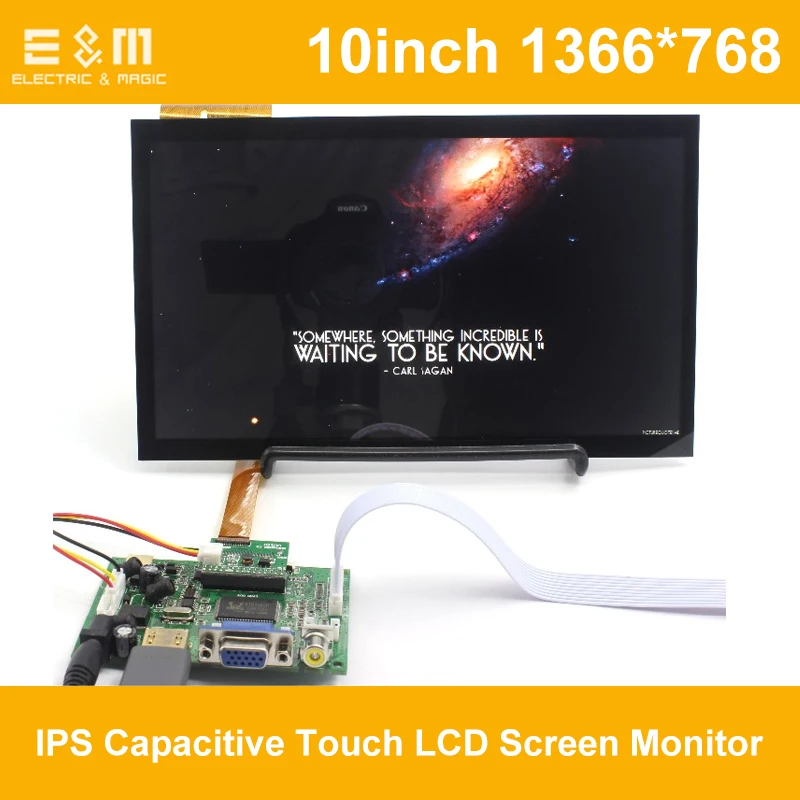 E & M 10 дюймовый 1366x768 IPS емкостный сенсорный ЖК экран монитор автовозврат приоритет
