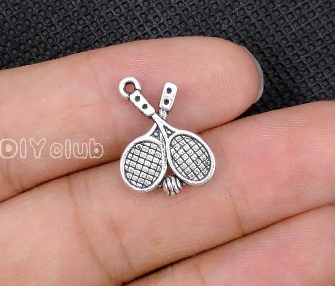 Подвески для тенниса из античного серебра 150 шт.-подвески ракетки 18x14 мм - купить
