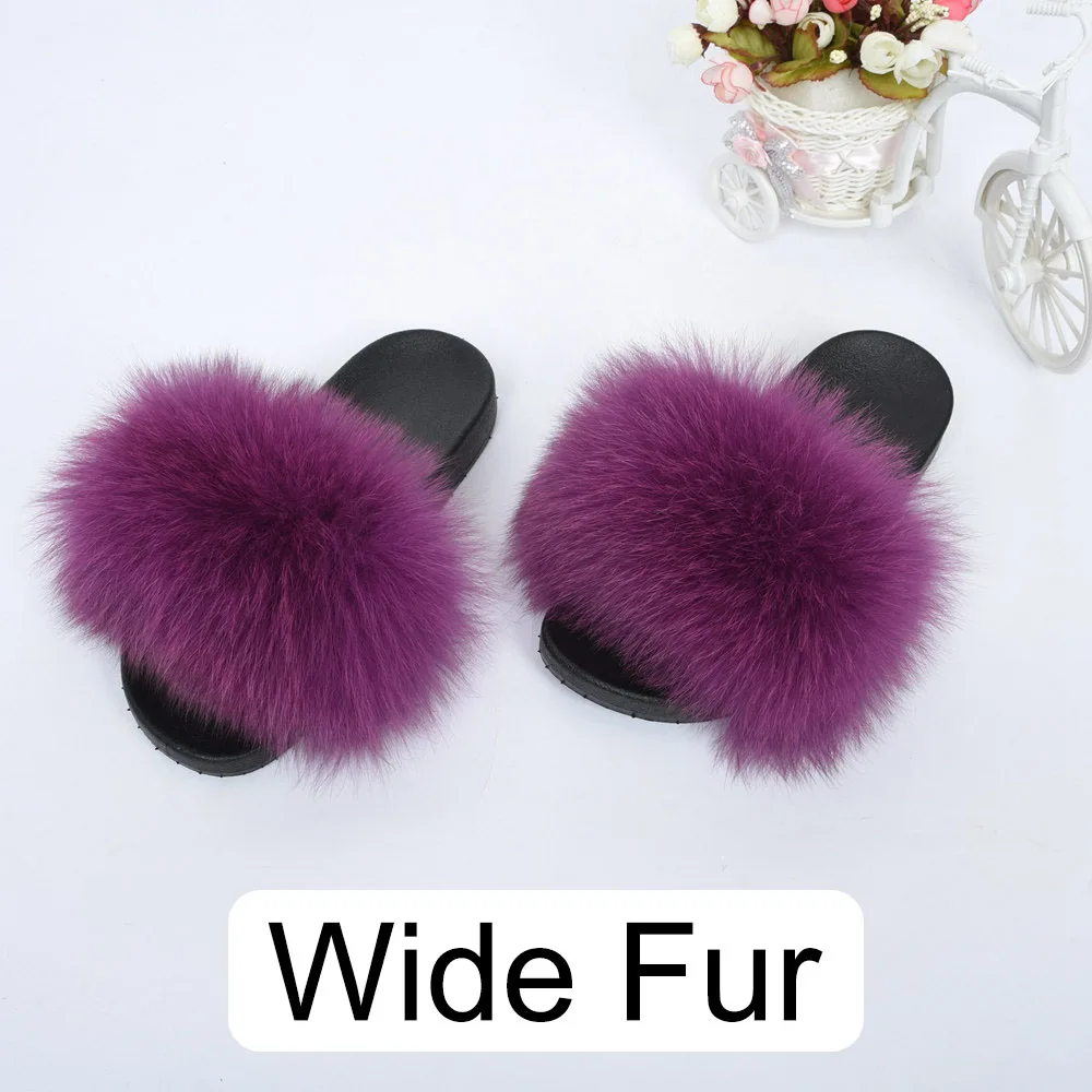 Purple Red 14cm Женские шлепанцы из натурального Лисьего меха на 14 см; летние шлепанцы; модные стильные шлепанцы наивысшего качества; /розничная ; S6018W - Цвет: Purple Red 14cm