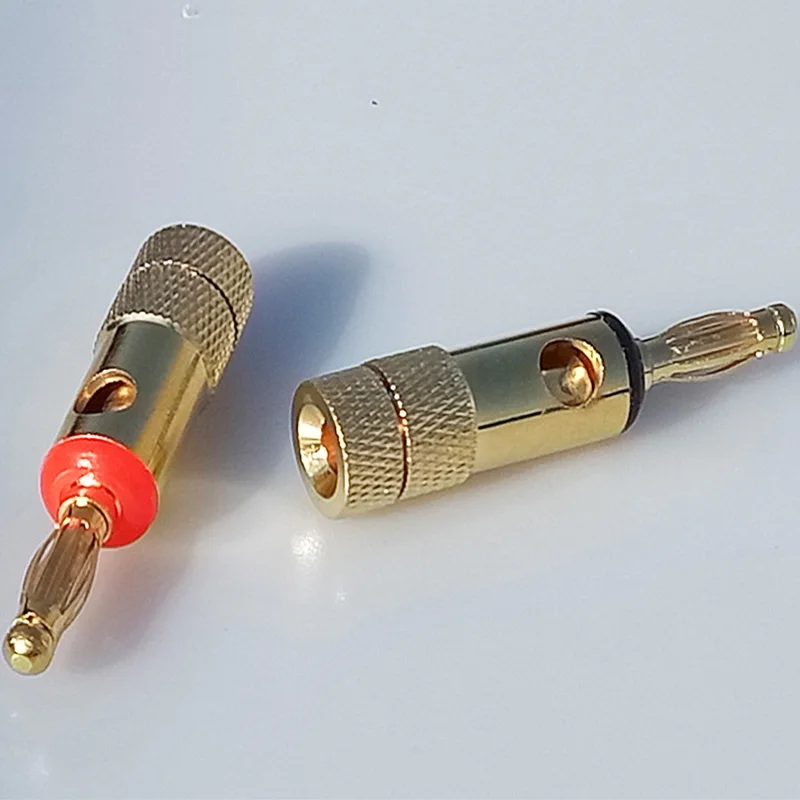 2pcs banana plug connector gold plated audio speaker red+black | Обустройство дома